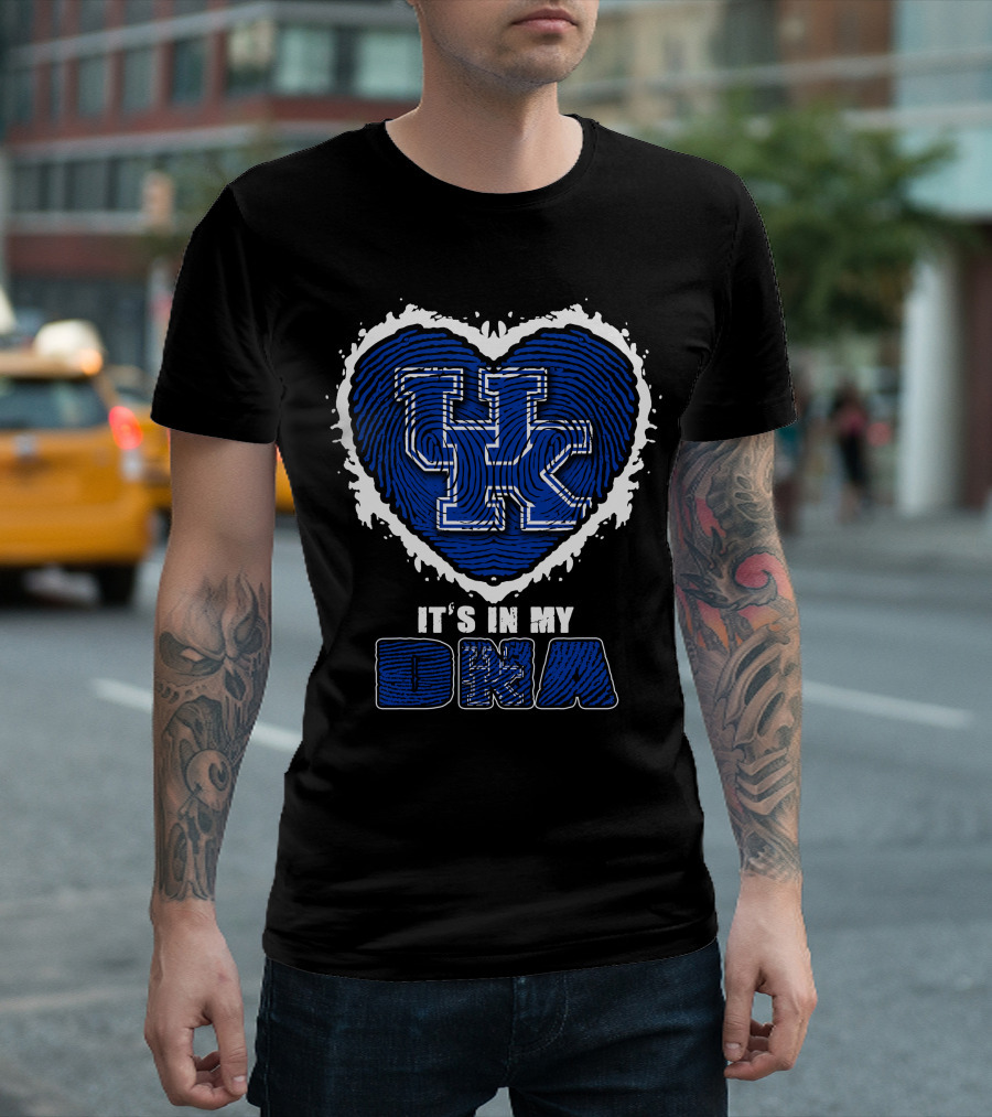 It's in My DNA Kentucky Wildcats UK Heart Fingerprint T-Shirt