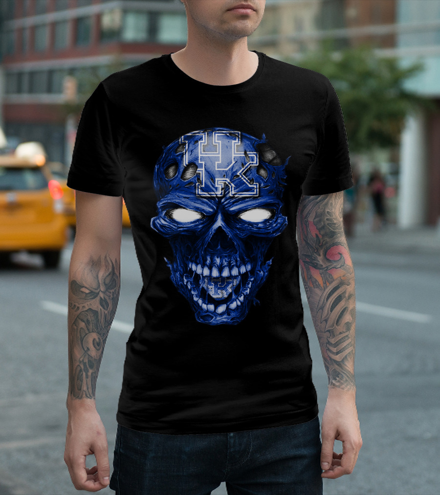 Kentucky Wildcats Skull Blue UK T-Shirt