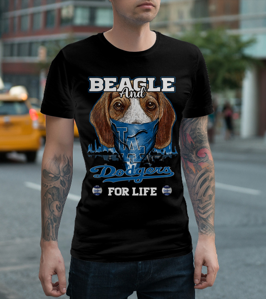 Beagle and Dodgers for Life Los Angeles T-Shirt