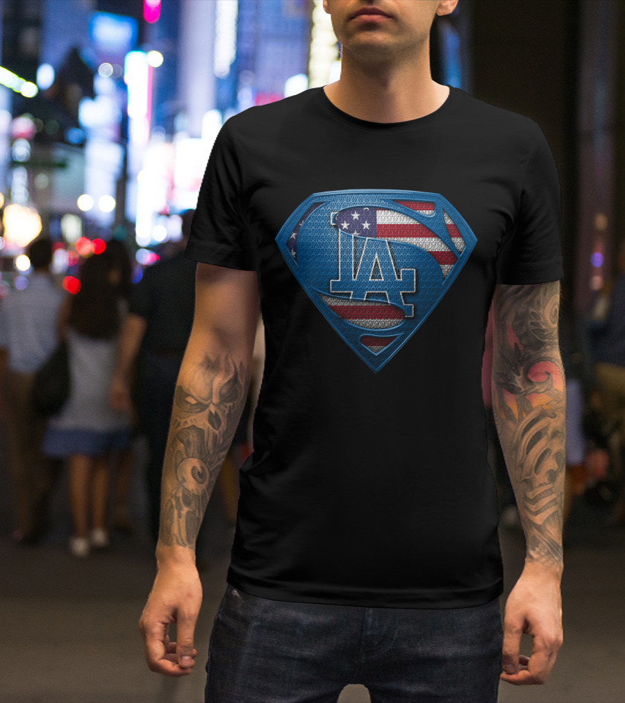 Los Angeles Dodgers American Flag Superhero T-Shirt