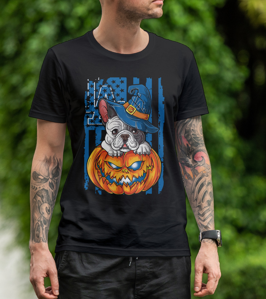 Hlw Bulldog Halloween Pumpkin Los Angeles Dodgers T-Shirt