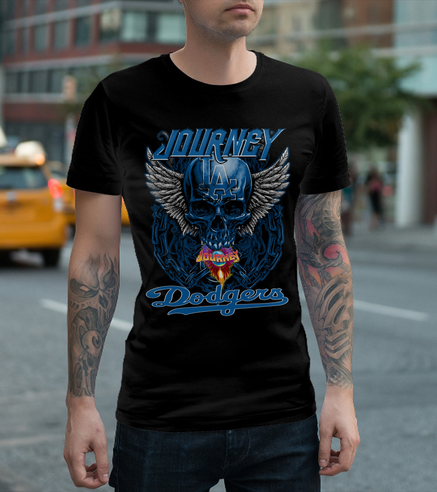Journey Los Angeles Dodgers Skull Wings Iconic T-Shirt