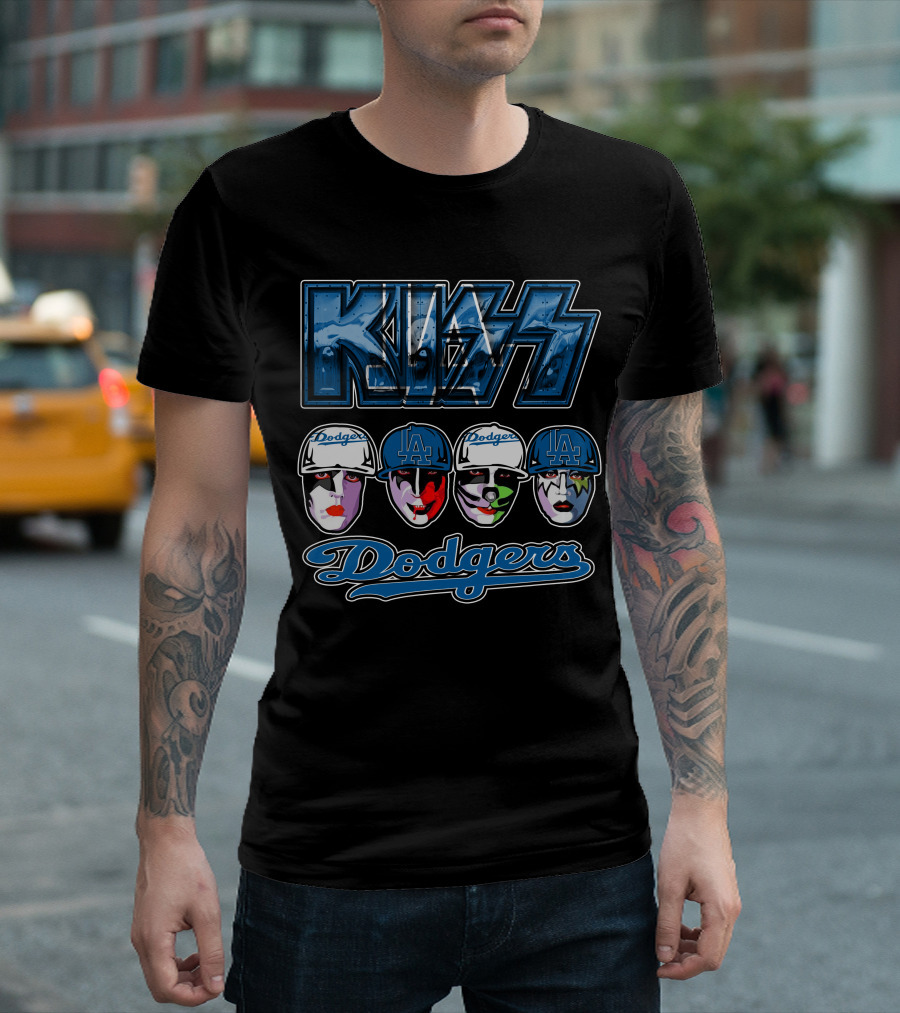Kiss Los Angeles Dodgers Face Paint Baseball Collaboration T-Shirt