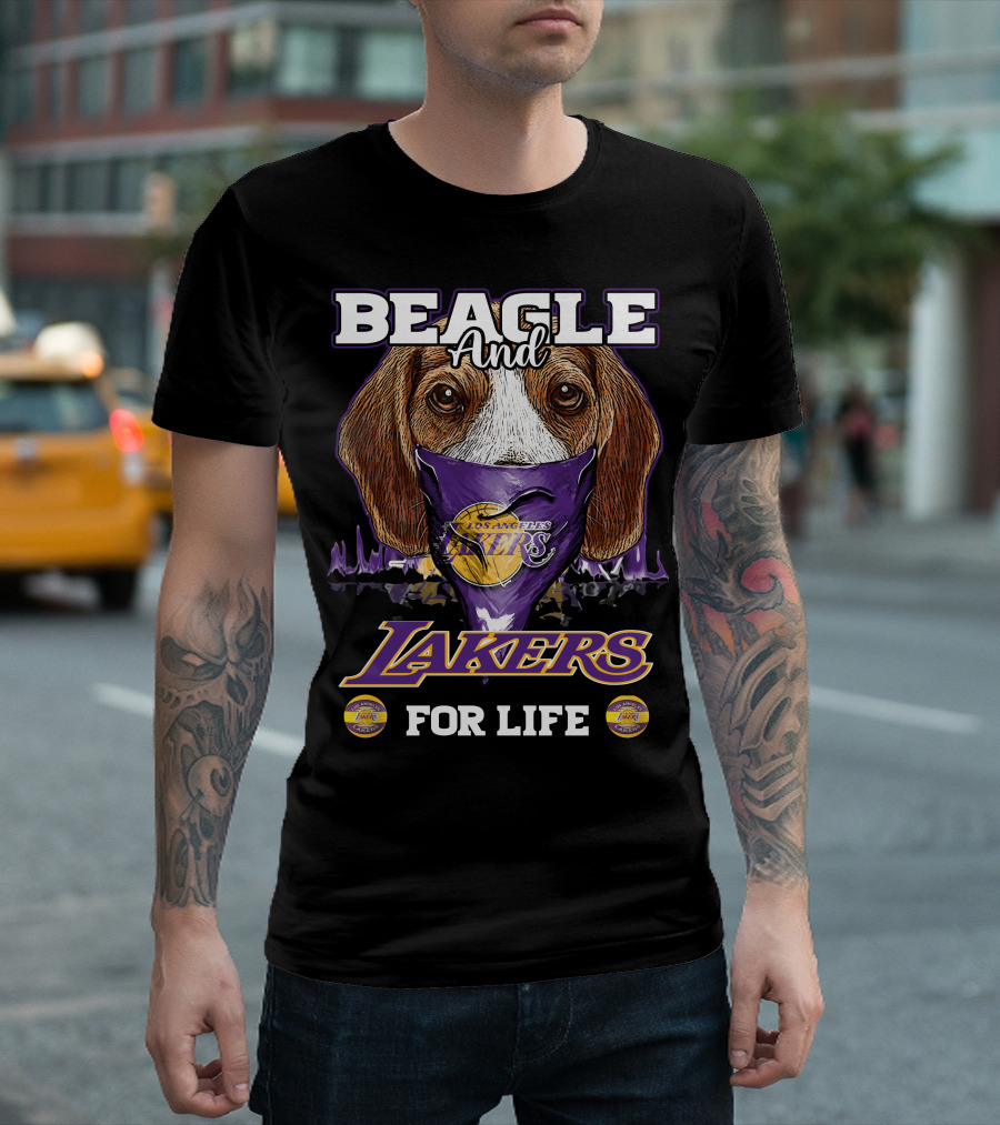 Beagle and Los Angeles Lakers for Life T-Shirt
