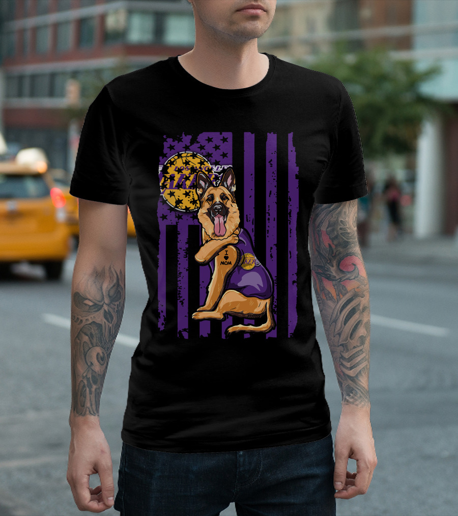 German Shepherd Los Angeles Lakers Fan Mom T-Shirt