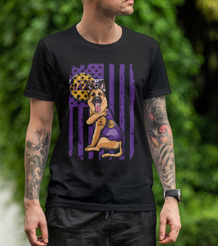 German Shepherd Los Angeles Lakers Fan Mom T-Shirt