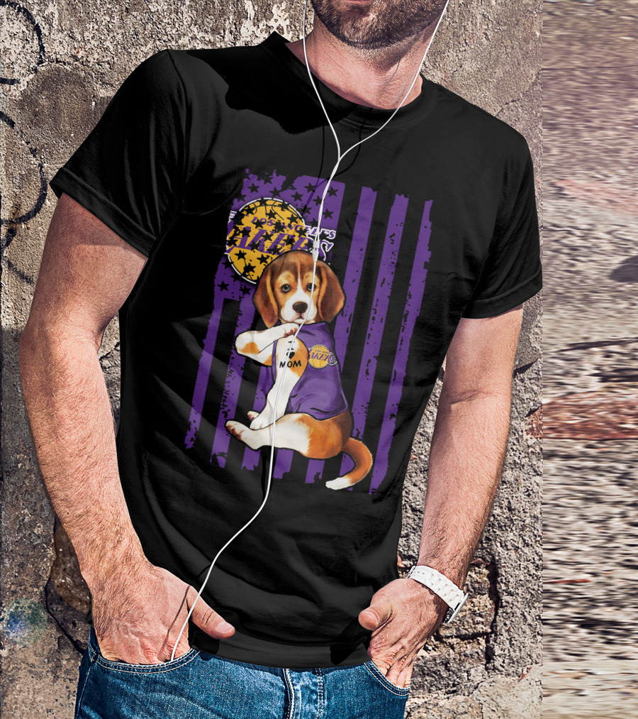 Beagle I Love Mom Los Angeles Lakers T-Shirt