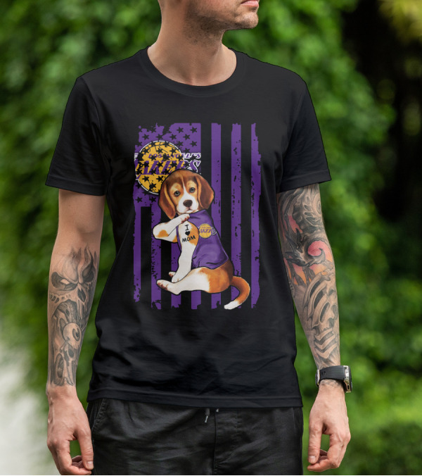 Beagle I Love Mom Los Angeles Lakers T-Shirt