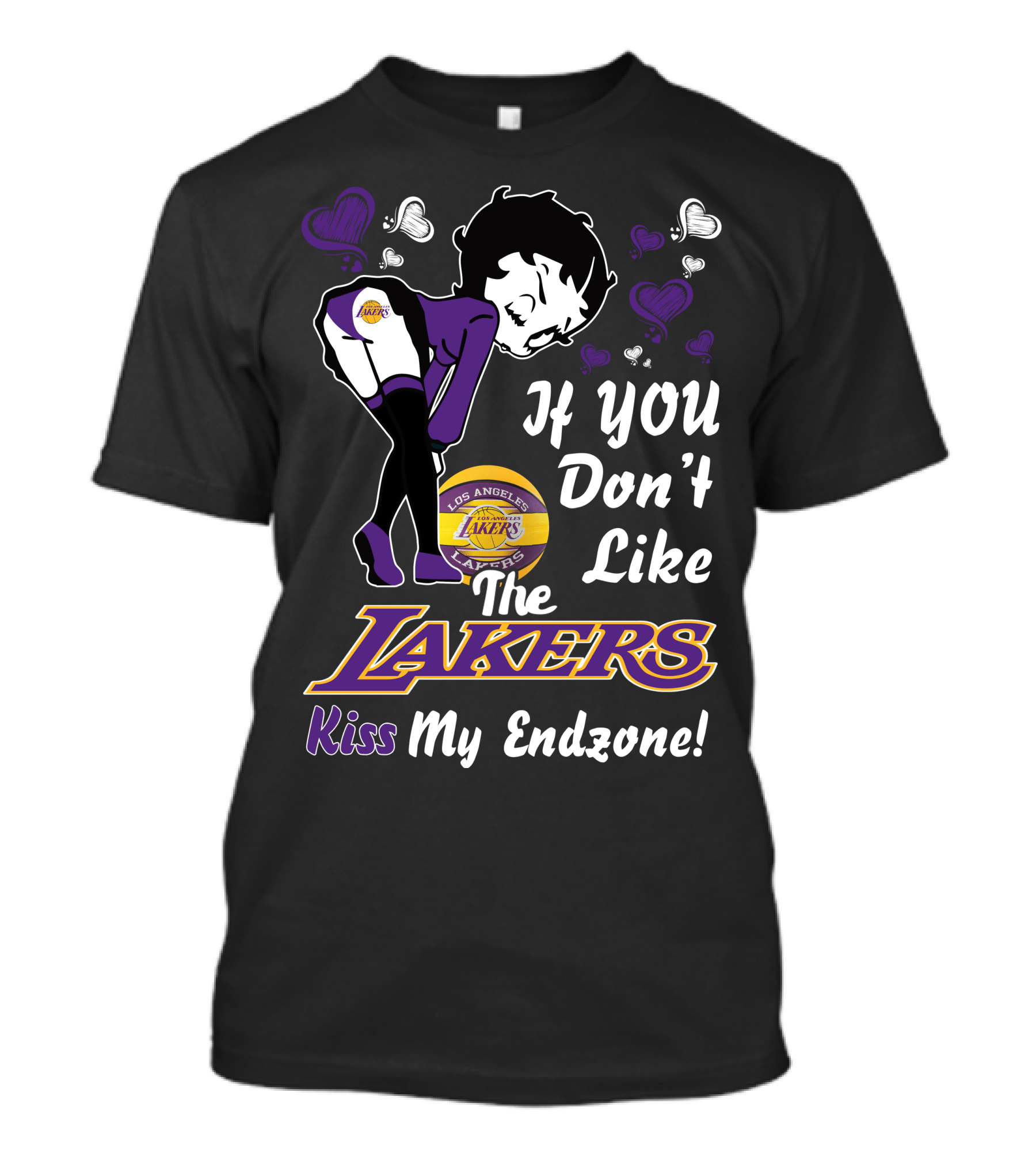 Betty Boop If You Don't Like The Los Angeles Lakers Kiss My Endzone T-Shirt