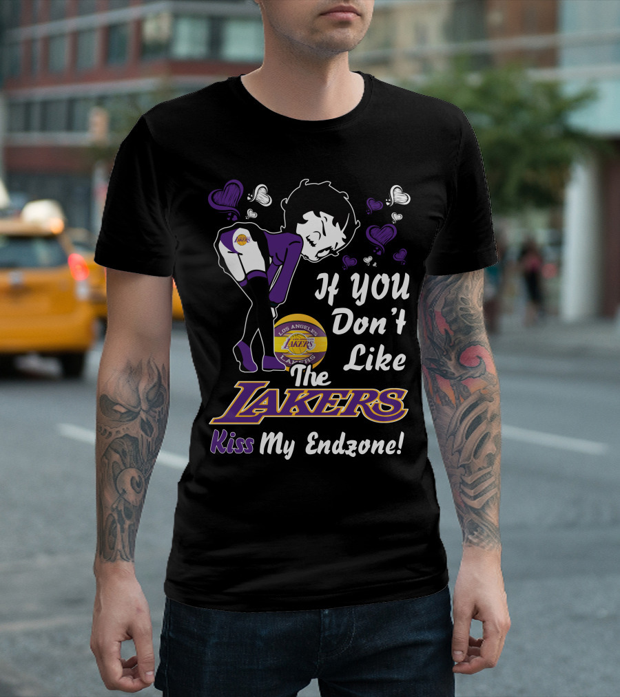 Betty Boop If You Don't Like The Los Angeles Lakers Kiss My Endzone‍‍‍‍‍‍‍‍‍‍‍‍‍‍‍‍‍ T-Shirt