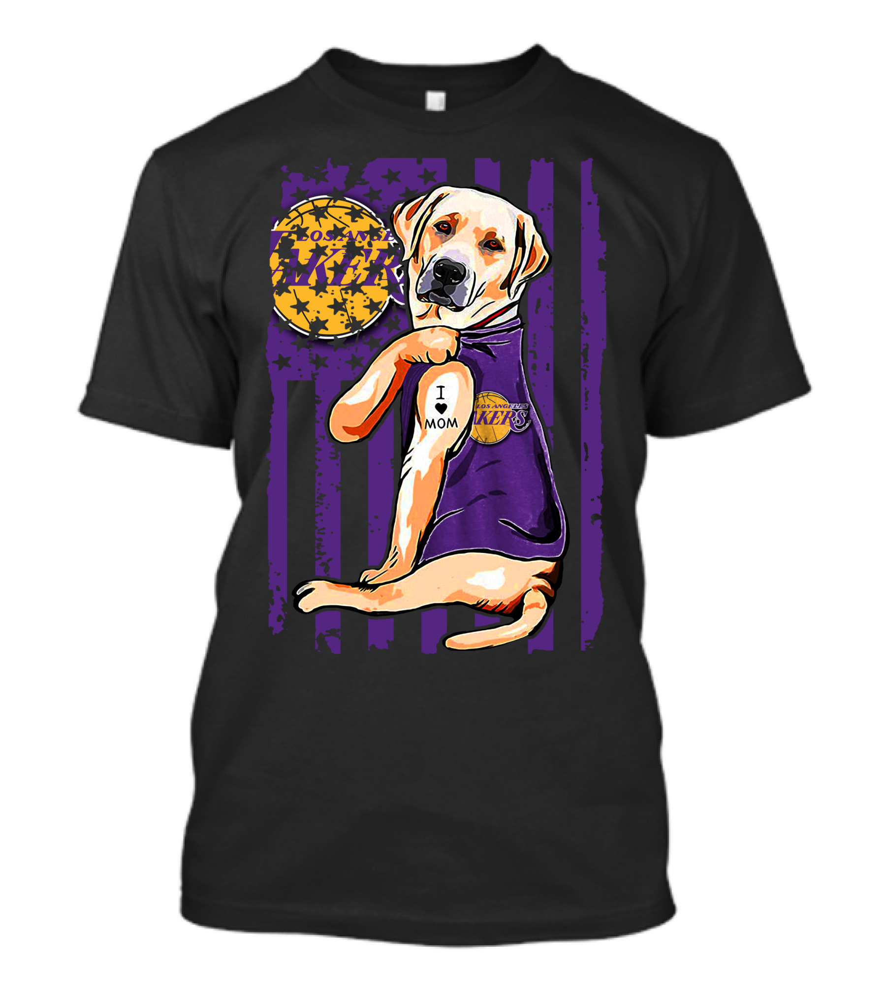 Labrador Retriever I Love Mom Los Angeles Lakers Fan T-Shirt