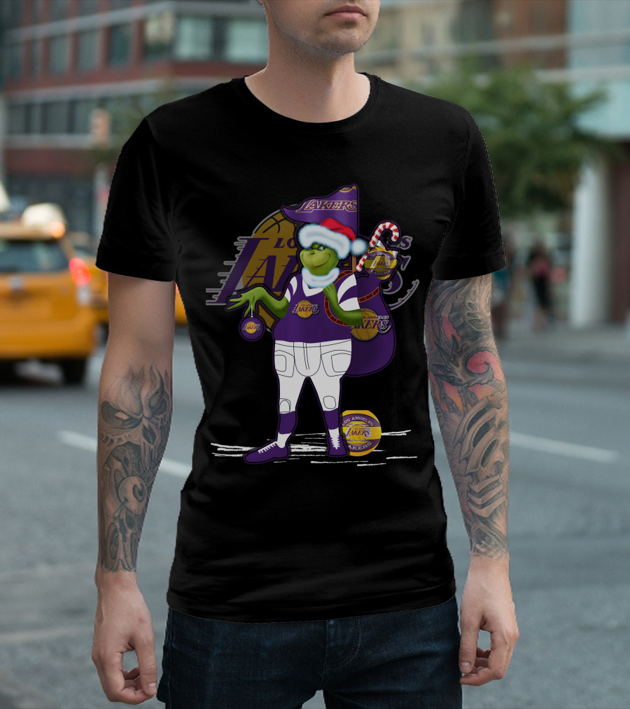Los Angeles Lakers Grinch Christmas Basketball Mashup T-Shirt