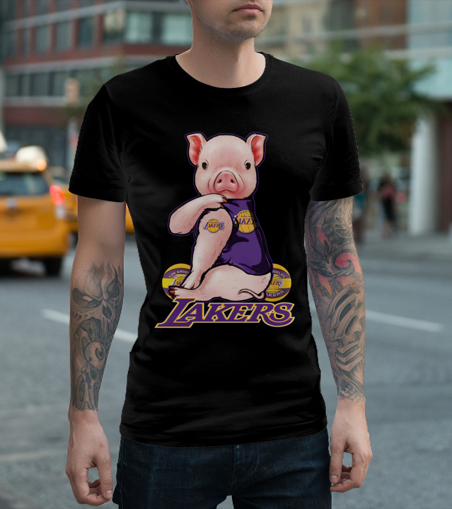 Los Angeles Lakers Pig in Team Jersey T-Shirt