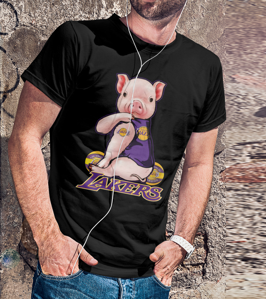 Los Angeles Lakers Pig In Team Jersey T-Shirt