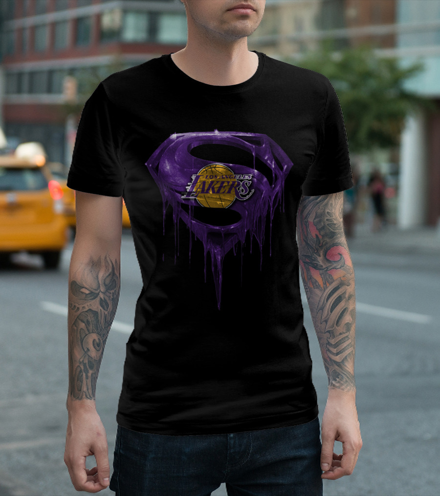 Los Angeles Lakers Super Purple Drip Basketball T-Shirt