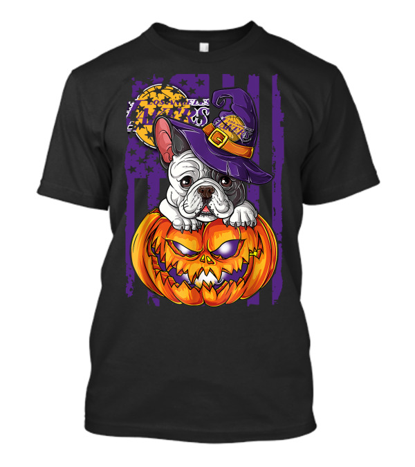 Hlw Bulldog Los Angeles Lakers Halloween Pumpkin Wizard Hat T-Shirt