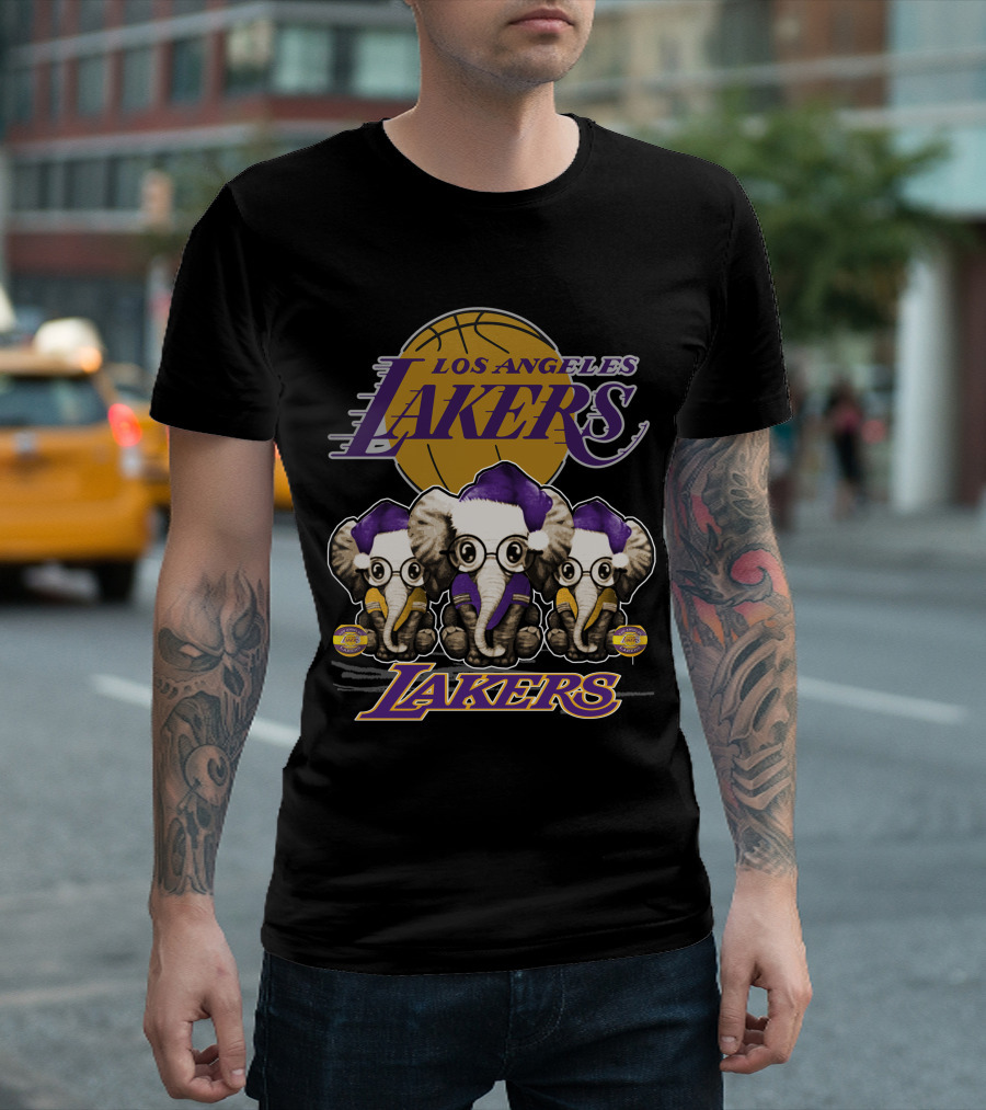 Los Angeles Lakers Xmas Elephants Basketball T-Shirt