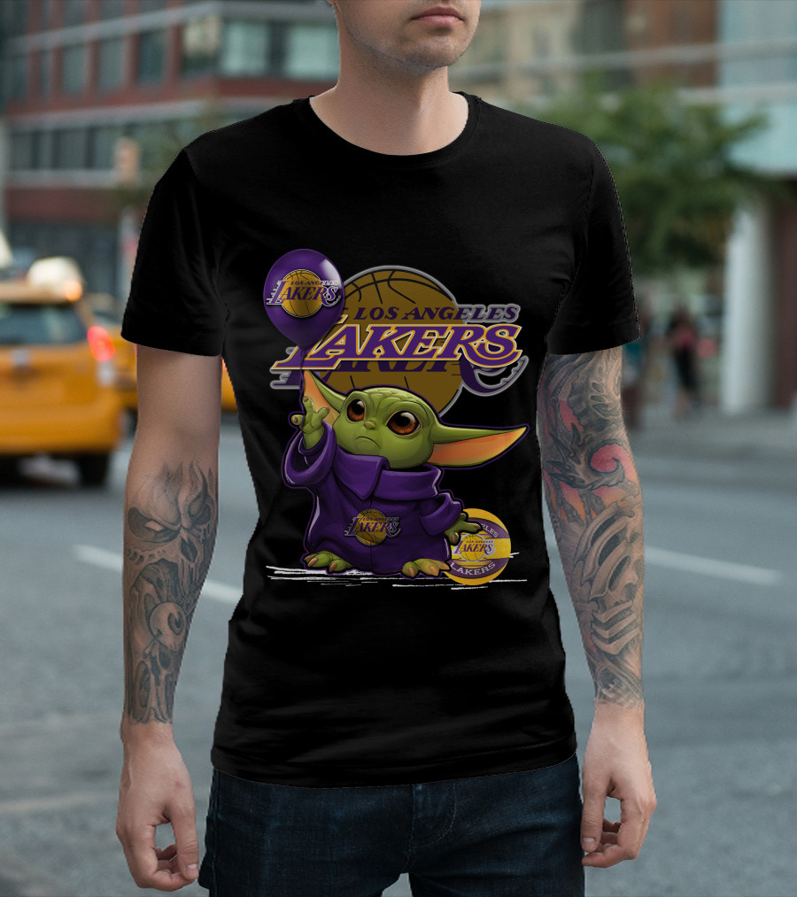 Yoda Los Angeles Lakers Basketball Logo Baby Alien T-Shirt