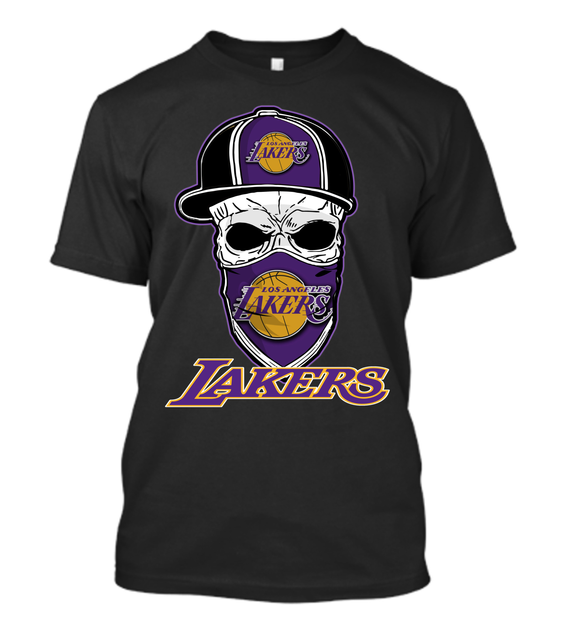 Los Angeles Lakers Skull In Hat And Bandana T-Shirt