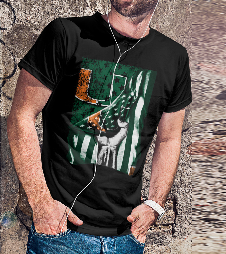 Miami Hurricanes U Flag Stars And Stripes Fist T-Shirt