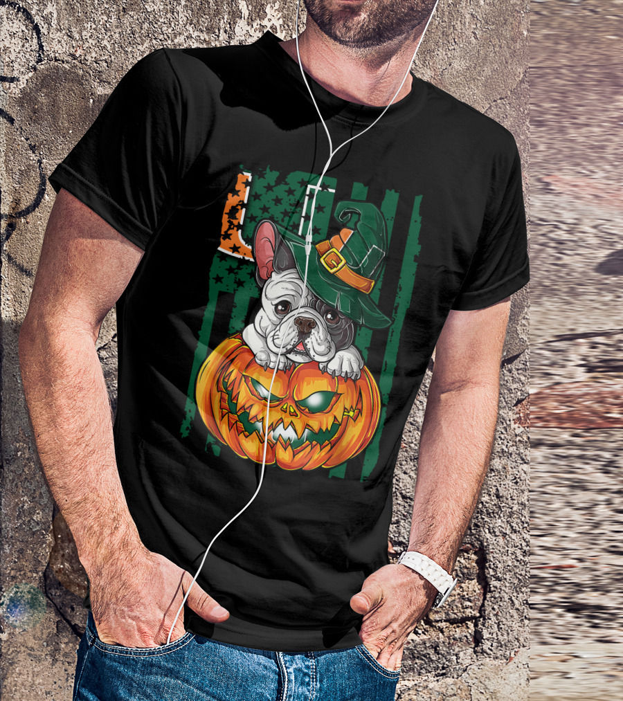 Hlw Bulldog Halloween Miami Hurricanes Pumpkin Hat T-Shirt