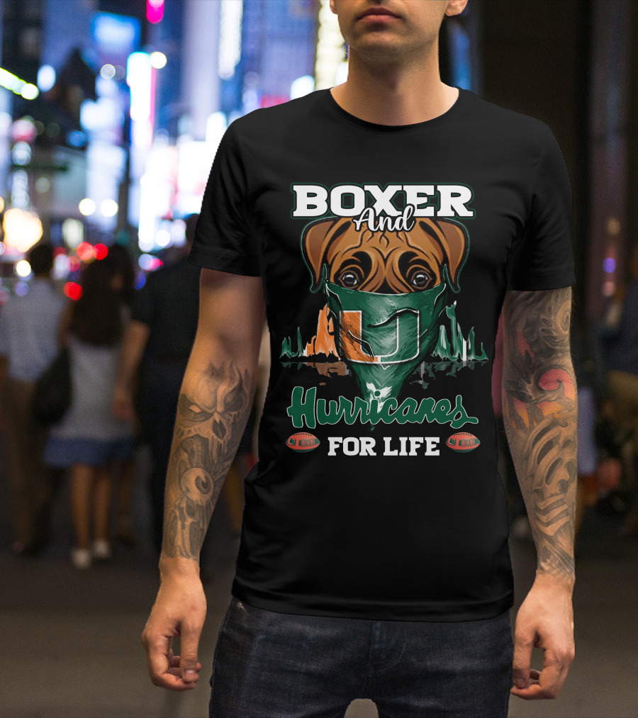 Boxer And Hurricanes For Life Miami T-Shirt