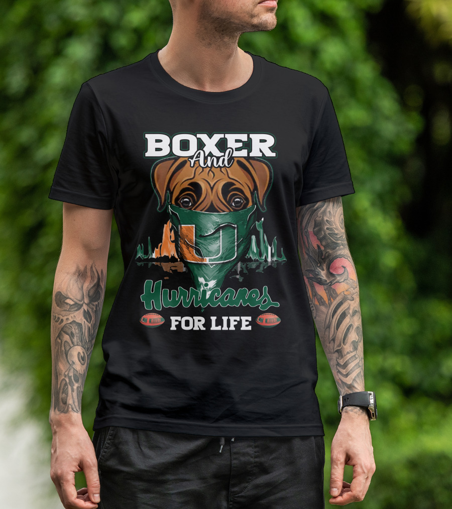 Boxer And Hurricanes For Life Miami T-Shirt