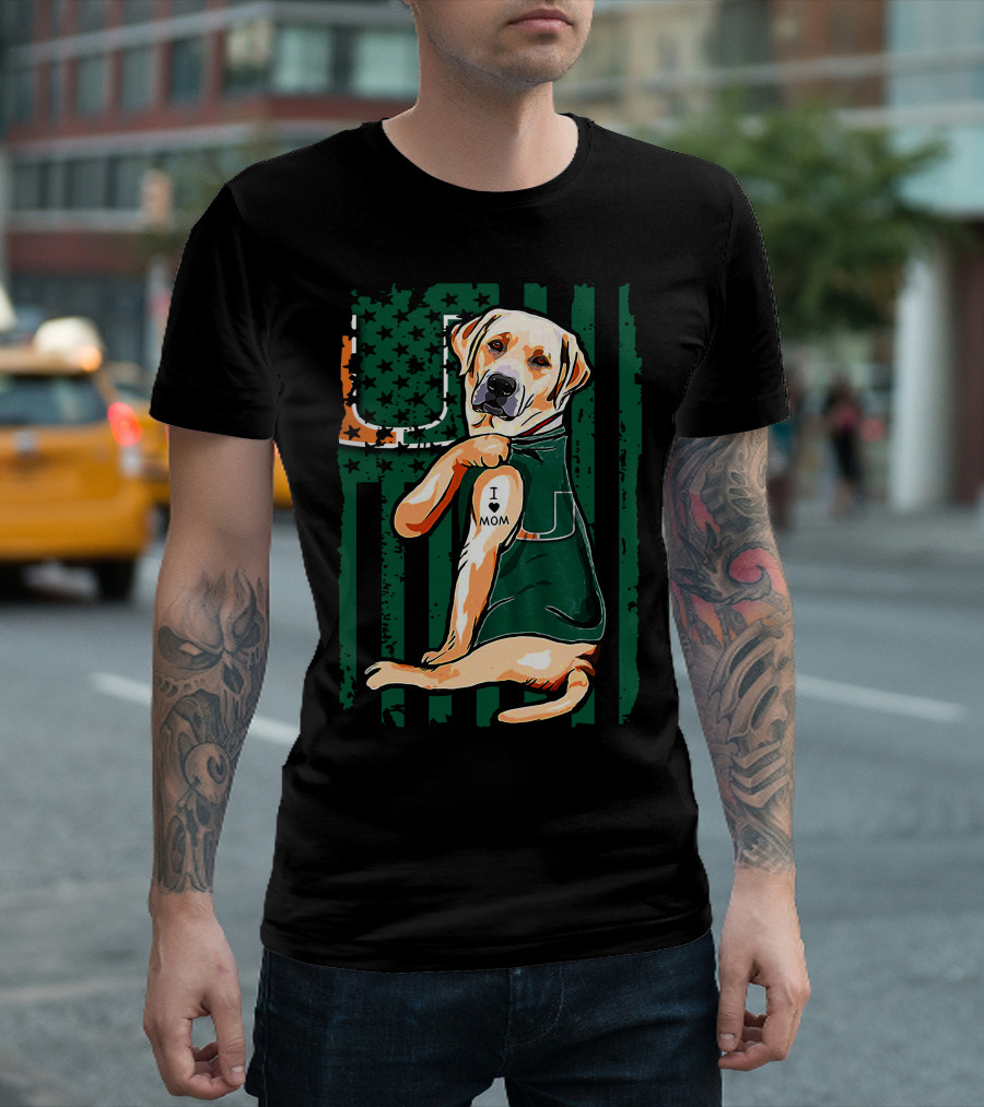 Labrador Retriever I Love Mom Miami Hurricanes T-Shirt