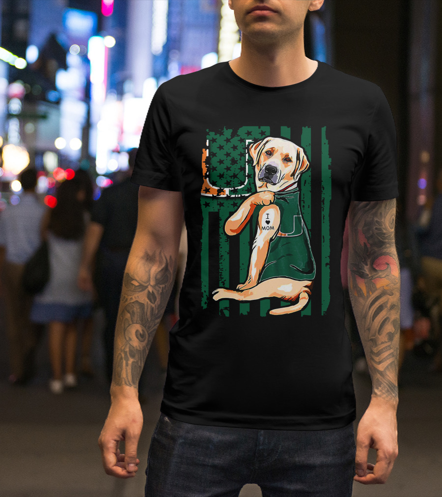 Labrador Retriever I Love Mom Miami Hurricanes T-Shirt