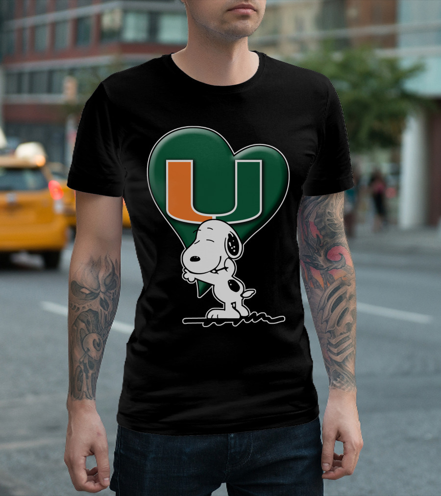 Snoop V1 Miami Hurricanes U Logo Heart Hug T-Shirt