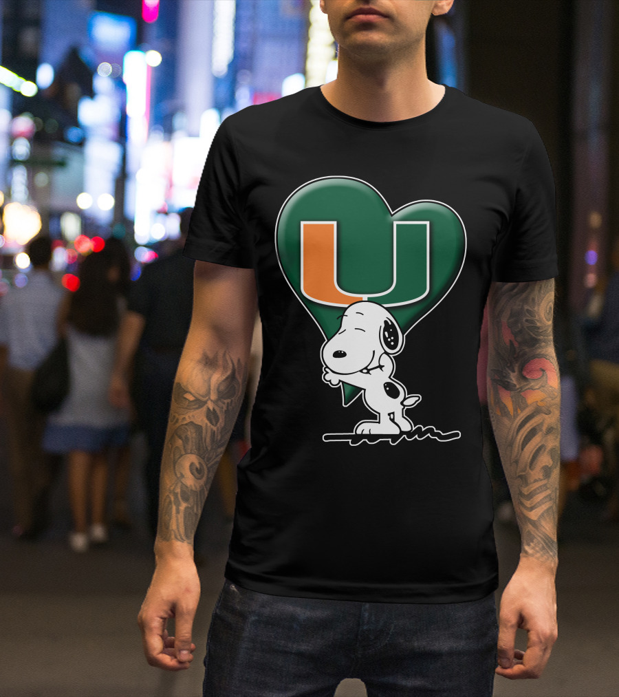 Snoop V1 Miami Hurricanes U Logo Heart Hug T-Shirt