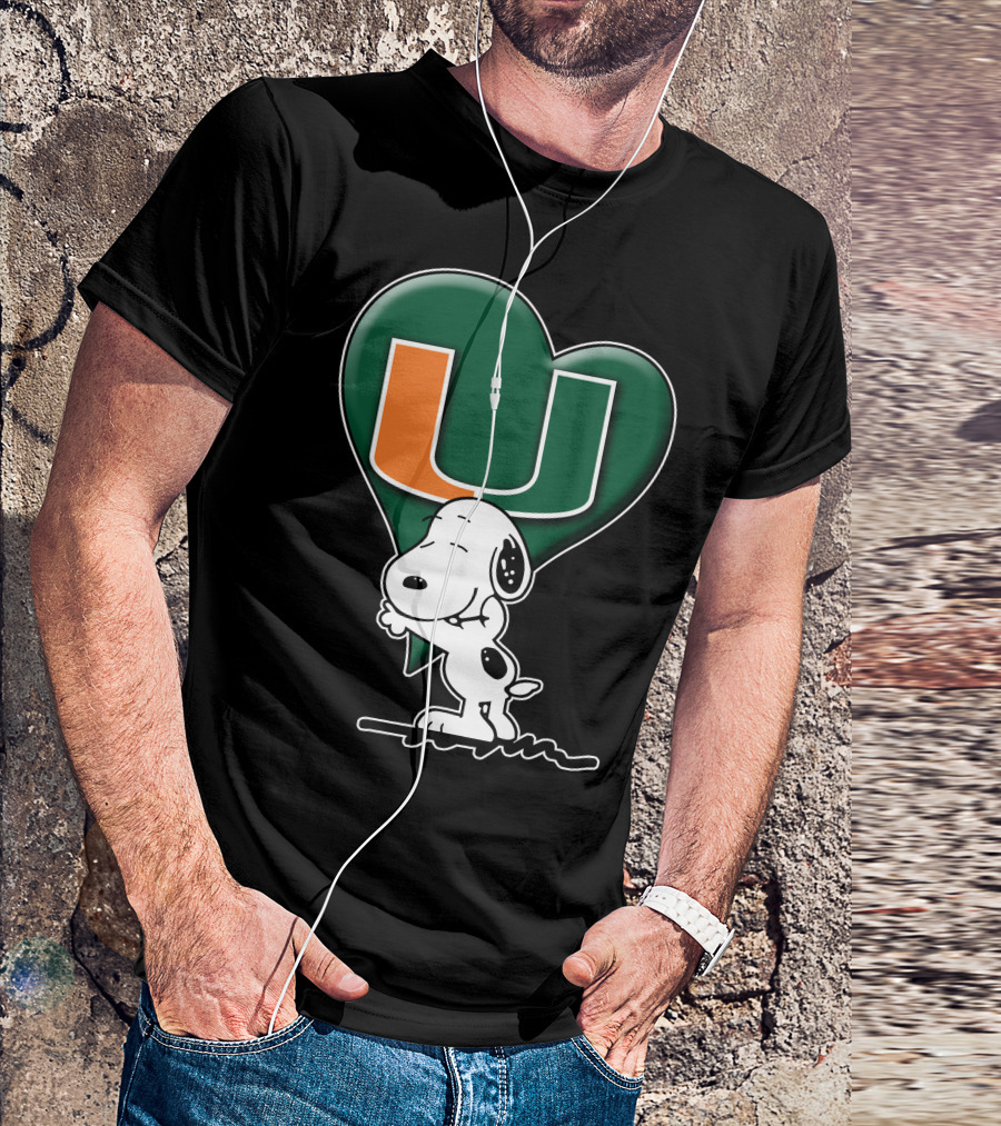 Snoop V1 Miami Hurricanes U Logo Heart Hug T-Shirt