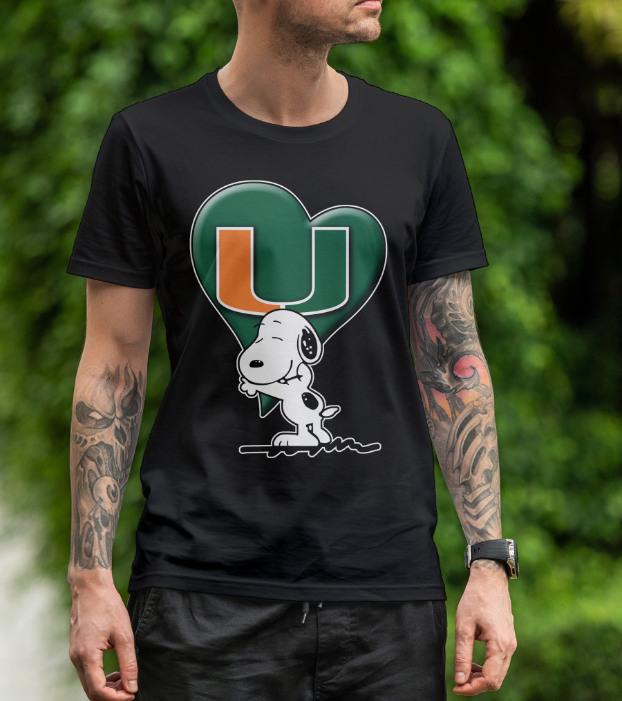 Snoop V1 Miami Hurricanes U Logo Heart Hug T-Shirt