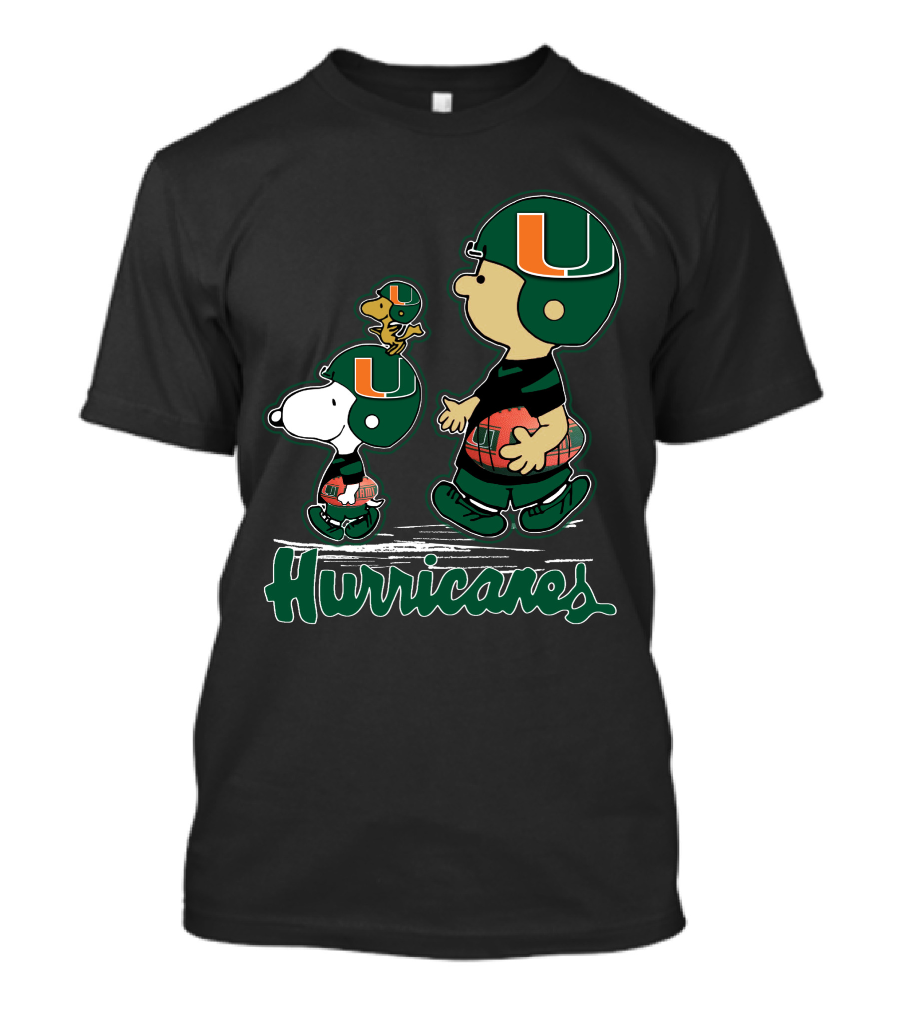 Snpfootball Miami Hurricanes Peanuts Characters Football Helmets T-Shirt