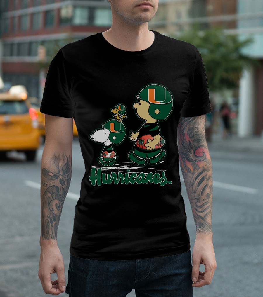 Snpfootball Miami Hurricanes Peanuts Characters Football Helmets T-Shirt