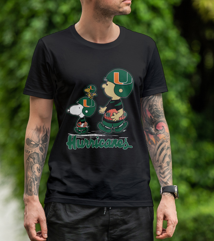 Snpfootball Miami Hurricanes Peanuts Characters Football Helmets T-Shirt