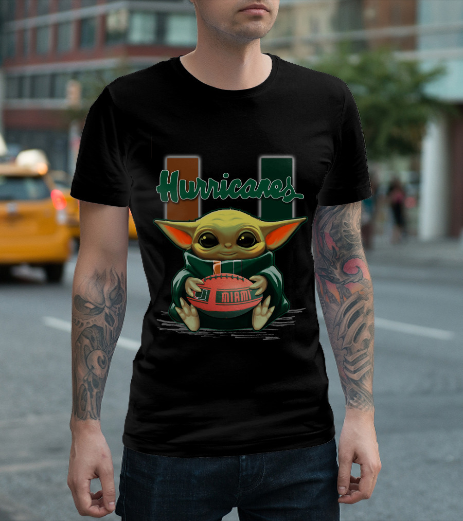 Yoda Miami Hurricanes Baby Holding Football U T-Shirt
