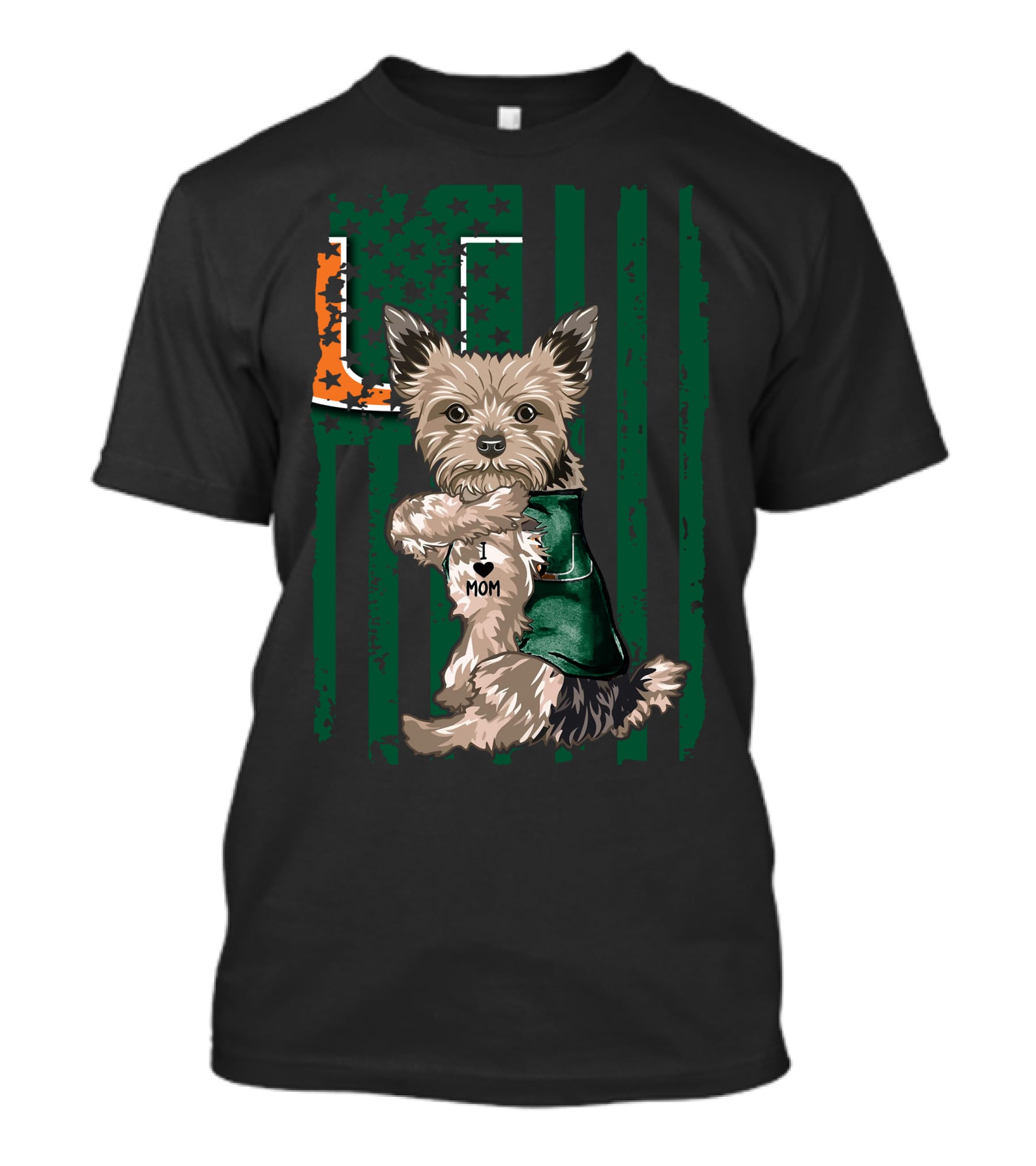 Yorkshire Terrier Miami Hurricanes I Love Mom T-Shirt