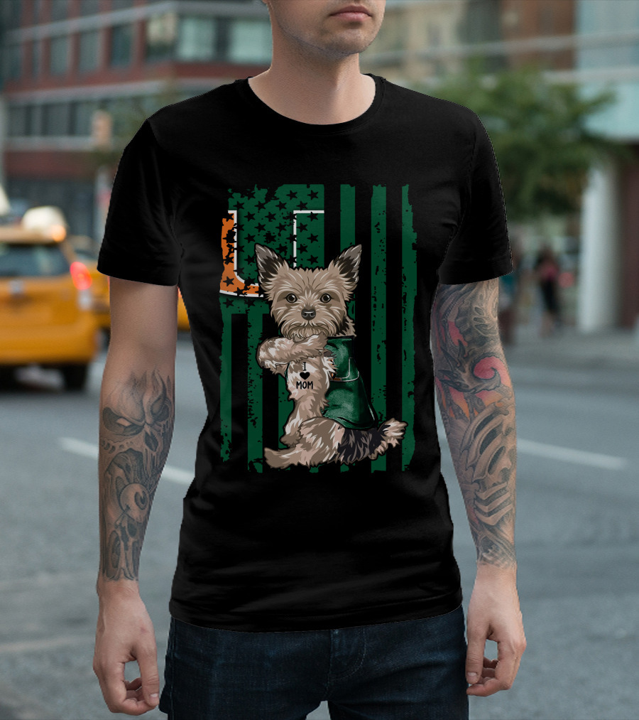 Yorkshire Terrier Miami Hurricanes I Love Mom T-Shirt