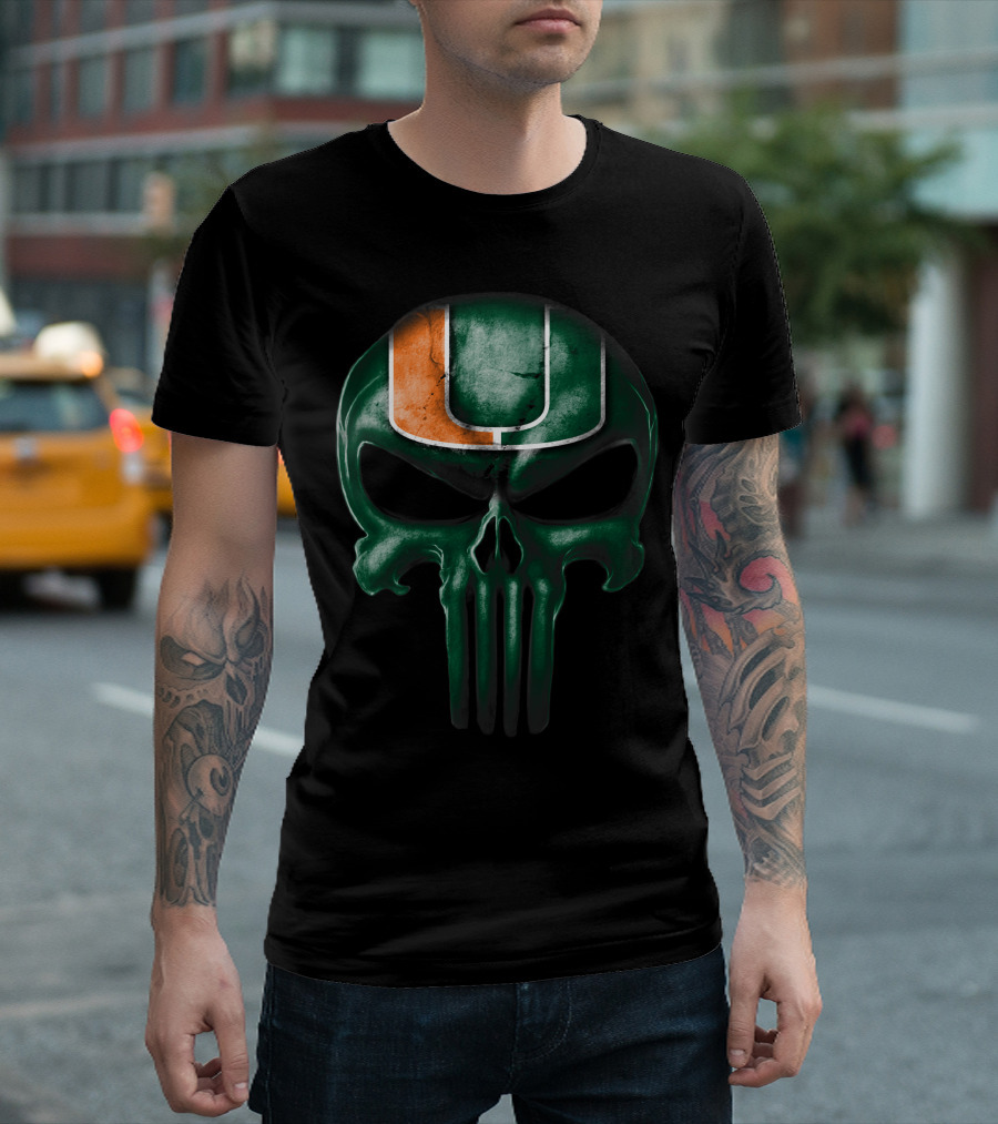 Miami Hurricanes Skull Punisher T-Shirt