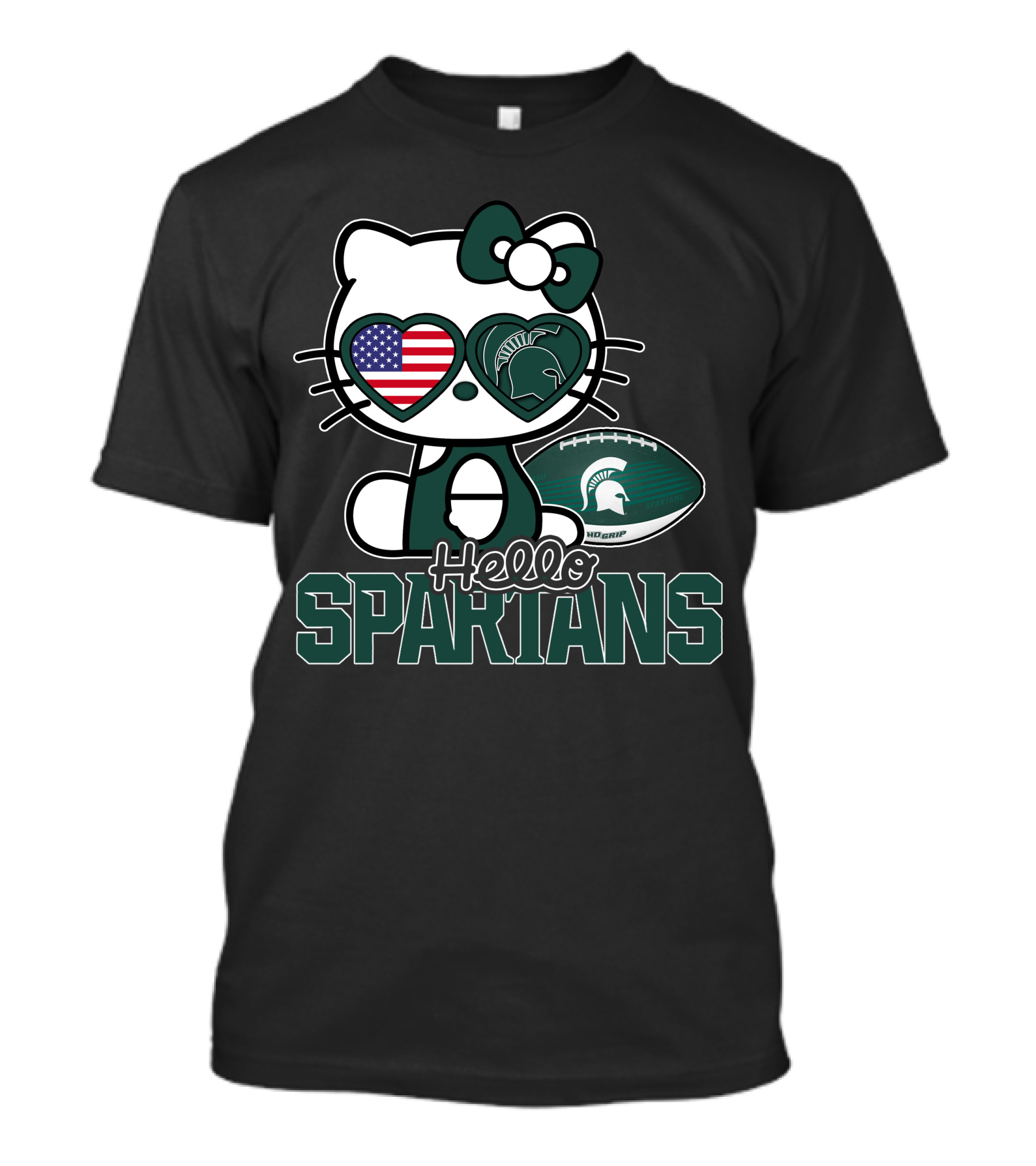 Hello Kitty Michigan State Spartans USA Football T-Shirt