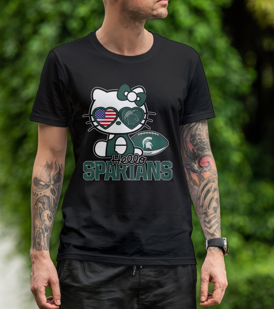 Hello Kitty Michigan State Spartans USA Football T-Shirt