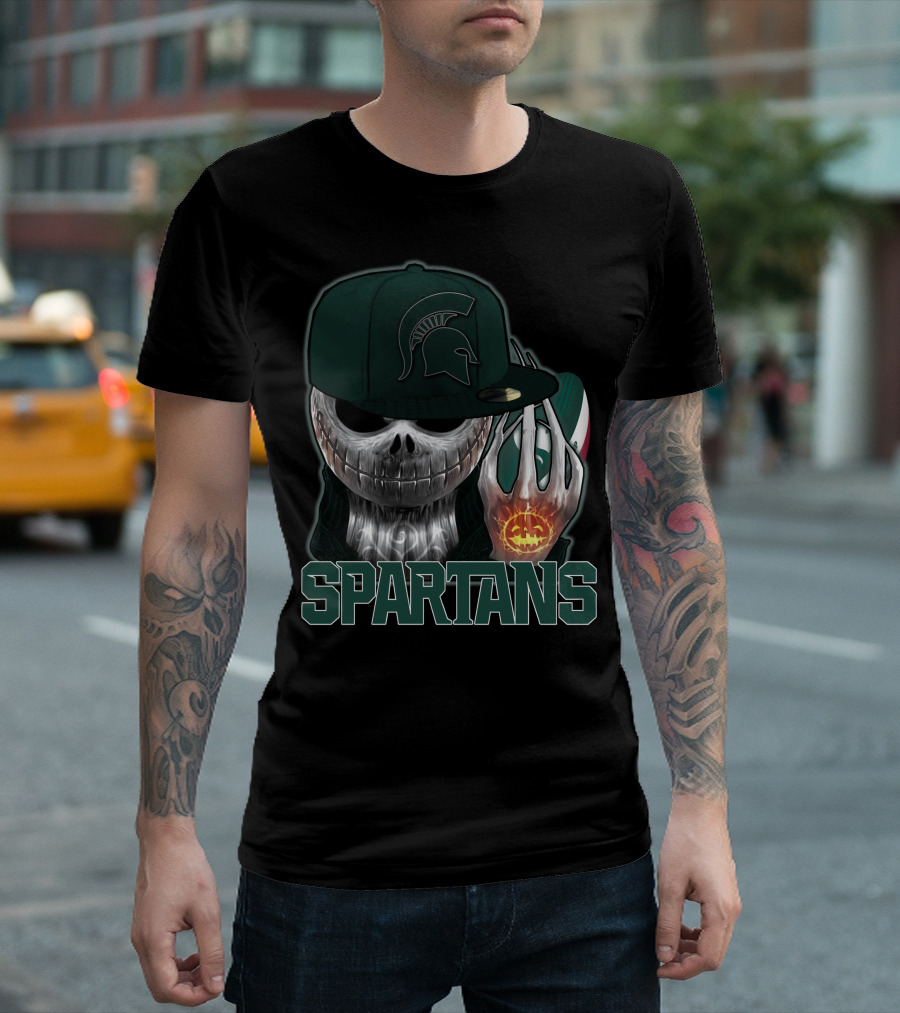 Jackskull Michigan State Spartans Halloween Pumpkin Skull T-Shirt