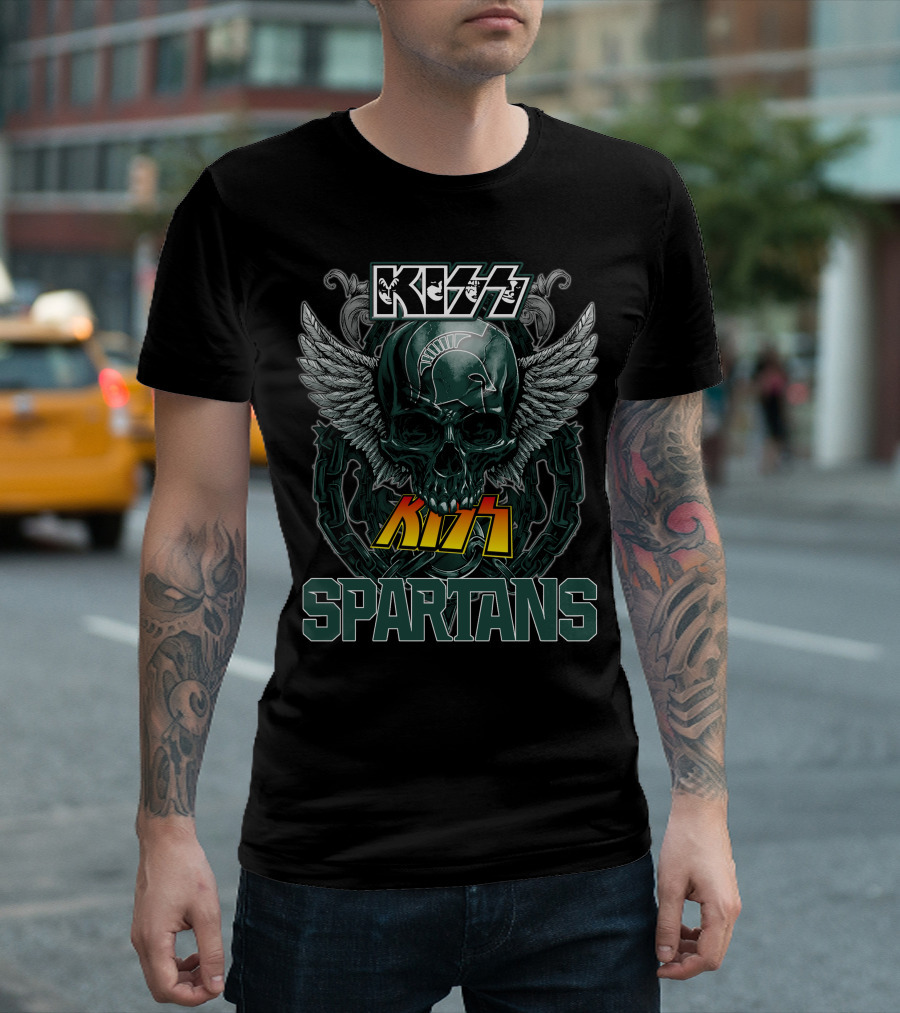 KISS Michigan State Spartans Skull Wings T-Shirt