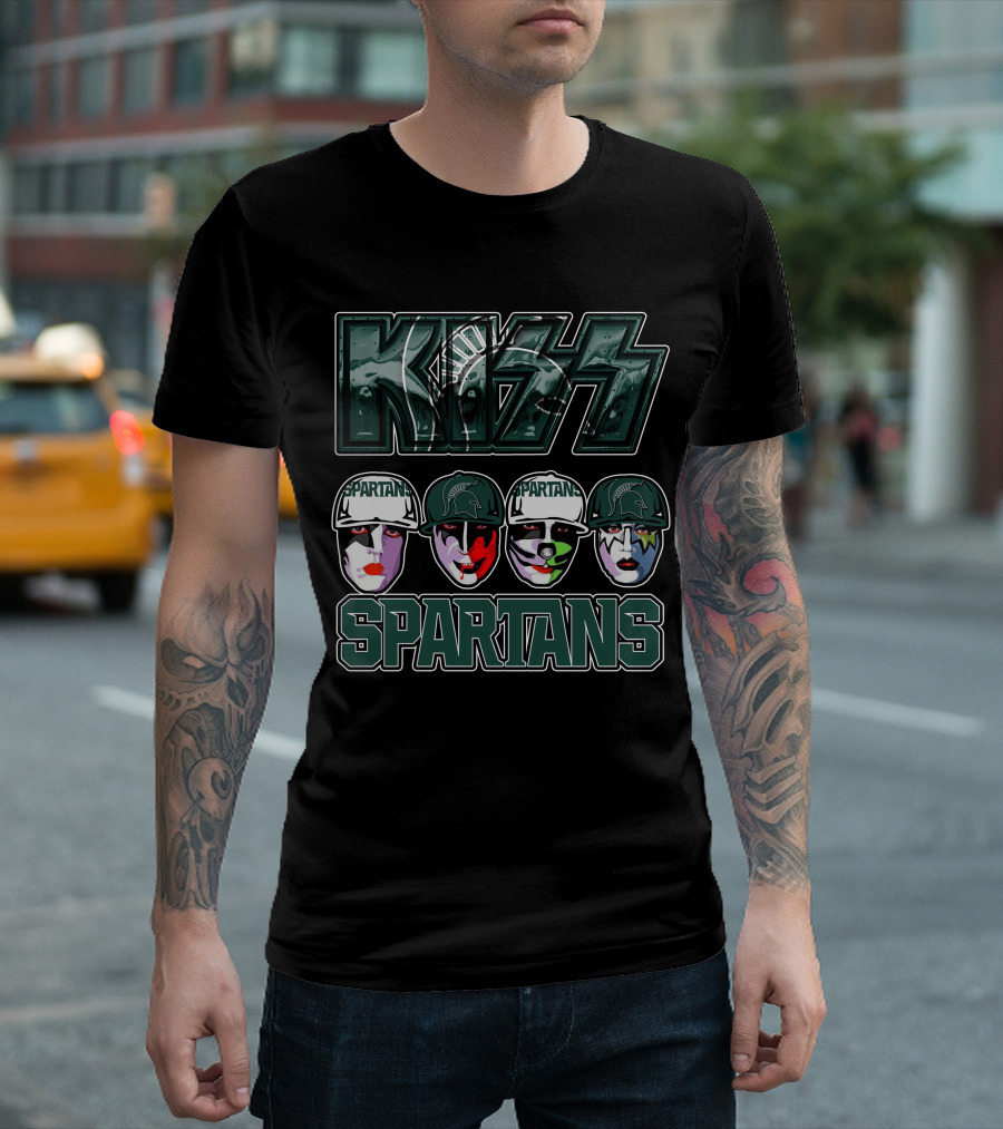 KISS Michigan State Spartans Band Face Makeup Fan Mashup T-Shirt