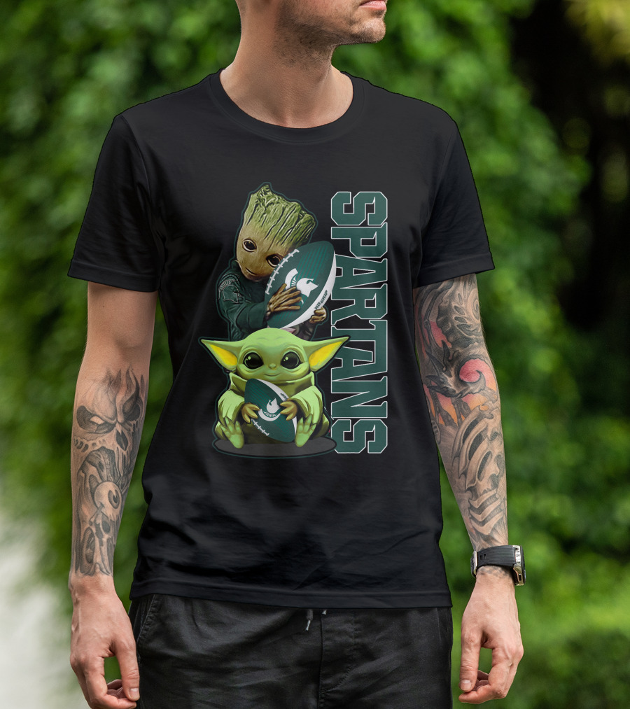 Grzd Michigan State Spartans Baby Alien And Tree Character Football T-Shirt