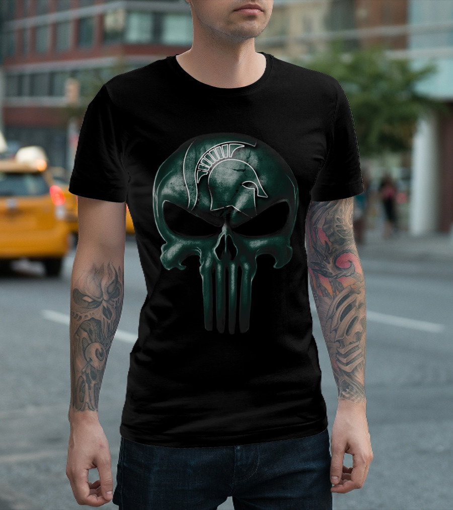 Skull Michigan State Spartans Punisher T-Shirt