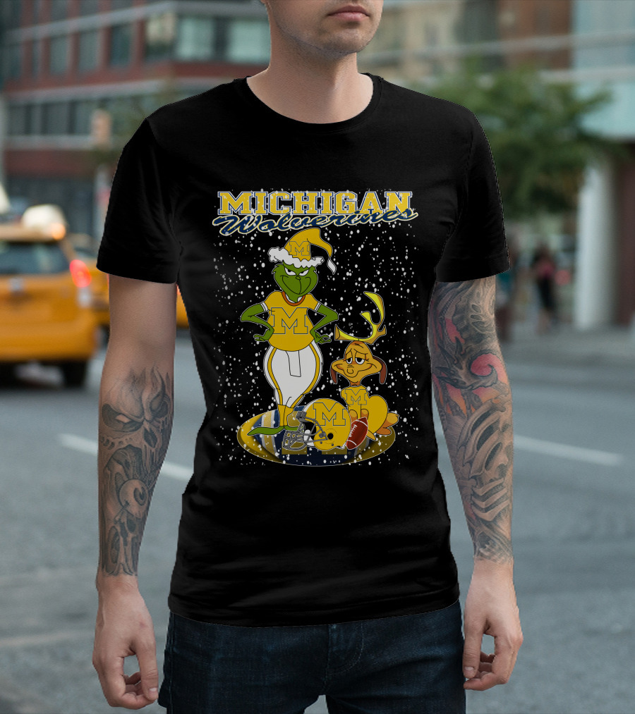 Michigan Wolverines Grinchxmas Holiday Football T-Shirt