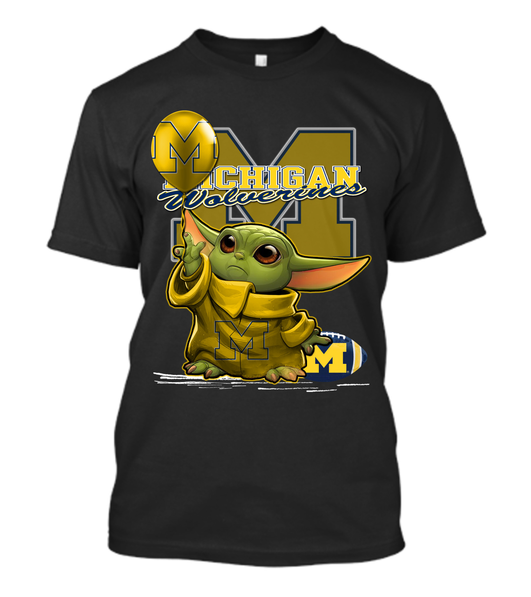 Yoda Michigan Wolverines Football Balloon T-Shirt