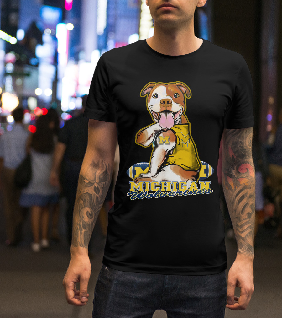 Pittbull Michigan Wolverines M Football Fan T-Shirt